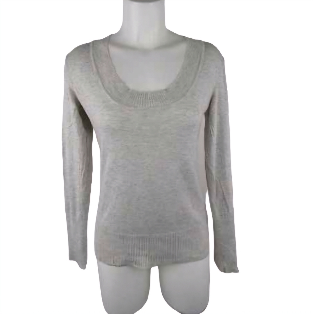 Attention Light Gray Scoop Neck‎ Sweater